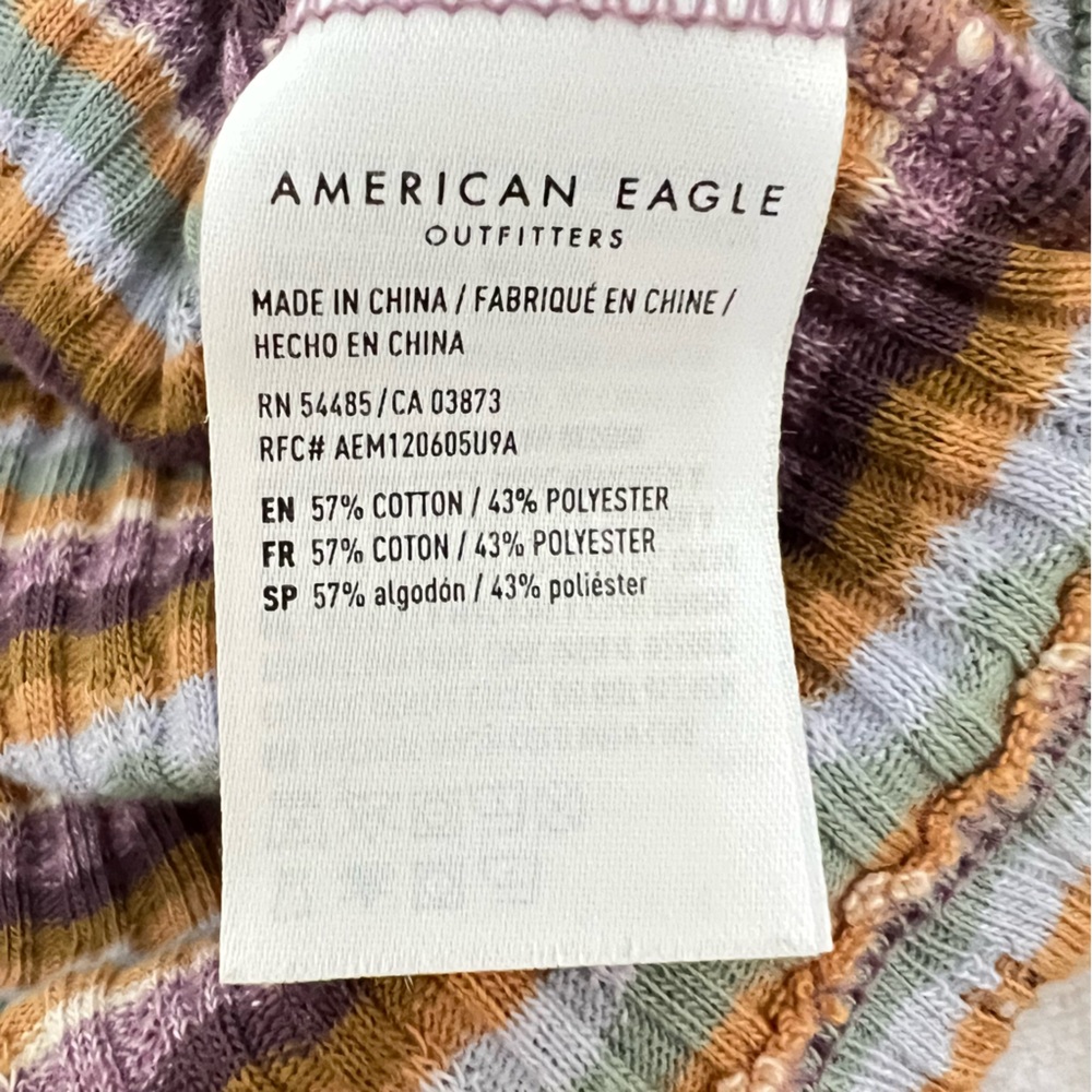 American Eagle Ribbed Tube Top Size Medium Multicolor Stripes Summer Festival - Picture 7 of 11